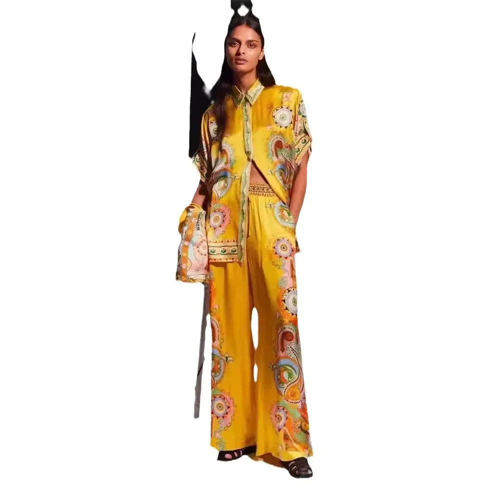 Satin Tie-Front Skirt Set