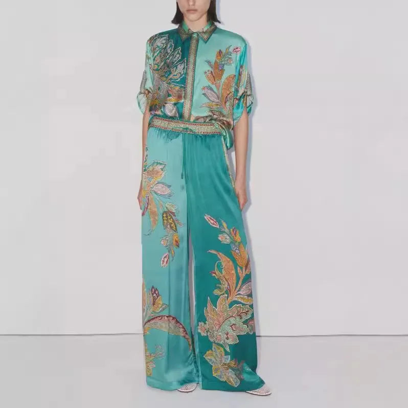 Set aus Retro-Hemd und Hose mit weitem Bein