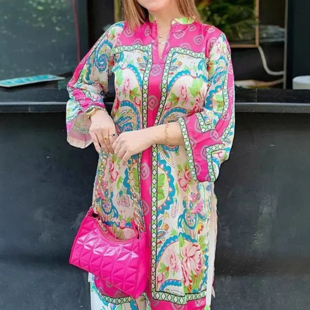 Boho-Tunika-Set mit Blumenmuster