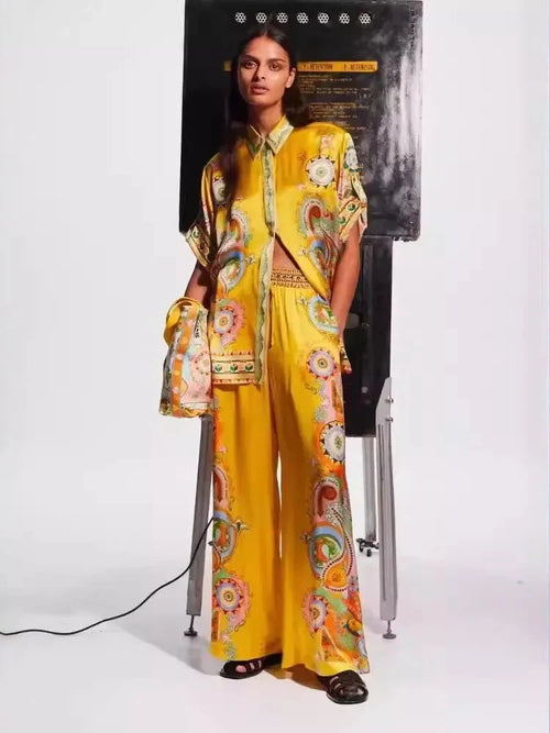 Satin Tie-Front Skirt Set