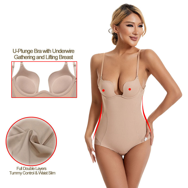Enge Hosenträger-Jumpsuits, rückenfrei, U-förmiger BH, Shapewear, verstellbare Bruststütze, Bauchkorsett, Damenbekleidung für Party und Hochzeit