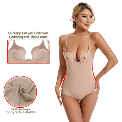 Enge Hosenträger-Jumpsuits, rückenfrei, U-förmiger BH, Shapewear, verstellbare Bruststütze, Bauchkorsett, Damenbekleidung für Party und Hochzeit