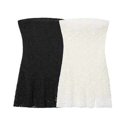 Bandeau-Strampelkleid aus Spitze mit Herzausschnitt