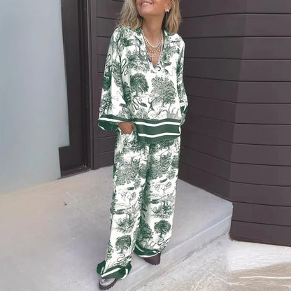 Mühelose Loungehose aus Satin mit Blumenmuster