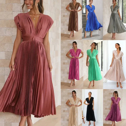 Fließendes, plissiertes Knöchelkleid Nathan