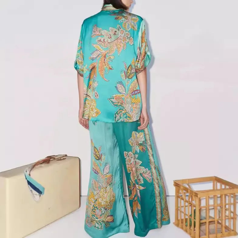 Set aus Retro-Hemd und Hose mit weitem Bein