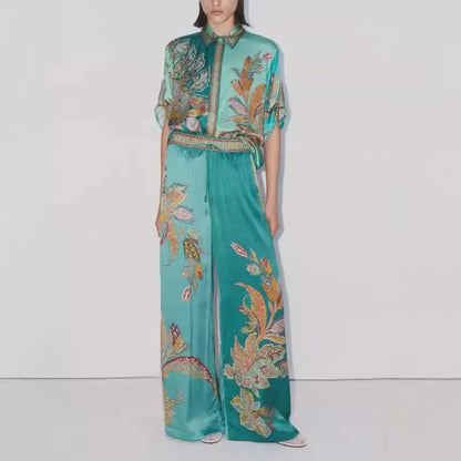 Set aus Retro-Hemd und Hose mit weitem Bein