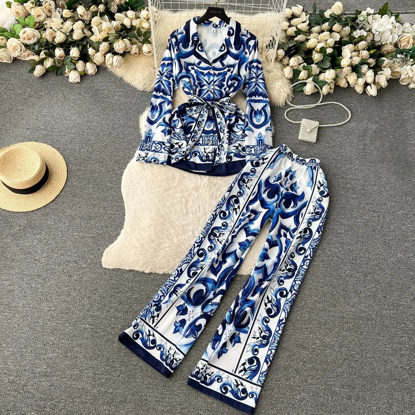 Kunstvolle Eleganz Das blaue Fliesendruckset 