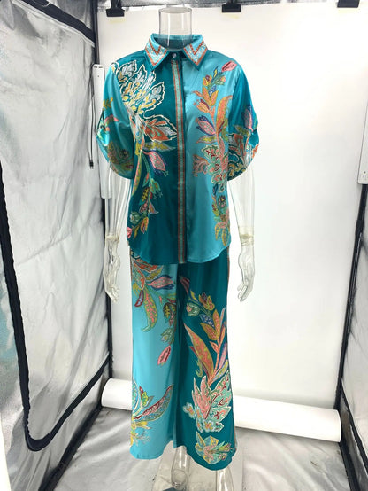Set aus Retro-Hemd und Hose mit weitem Bein