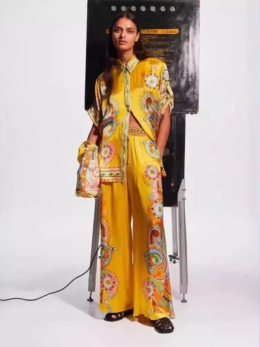 Satin Tie-Front Skirt Set