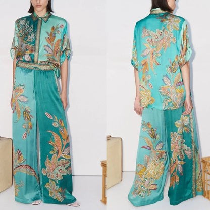 Set aus Retro-Hemd und Hose mit weitem Bein