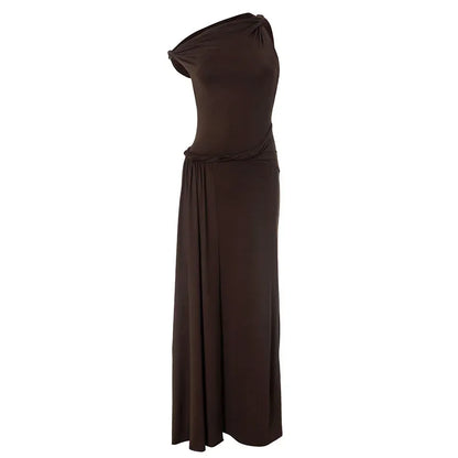 Das drapierte Mesh-Maxikleid